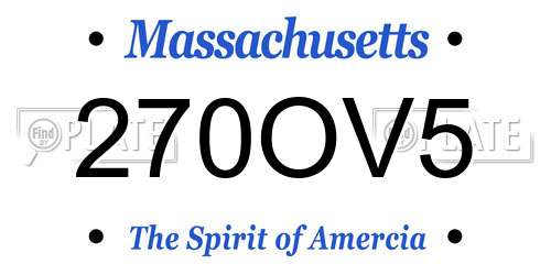 270OV5 Massachusetts License Plate
