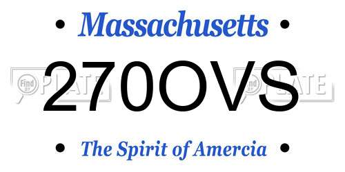 270OVS Massachusetts License Plate