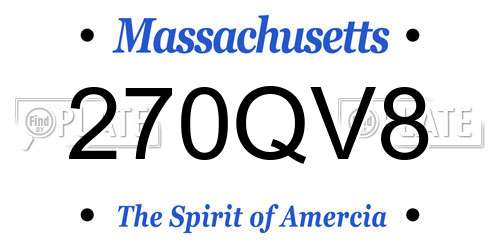270QV8 Massachusetts License Plate