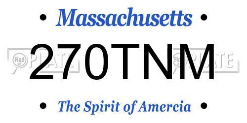 270TNM Massachusetts License Plate