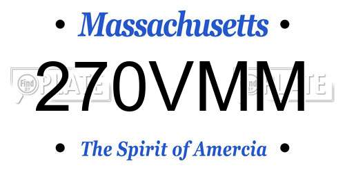 270VMM Massachusetts License Plate