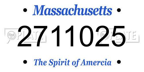 2711025 Massachusetts License Plate