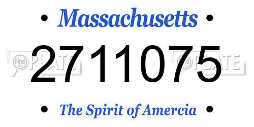 2711075 Massachusetts License Plate