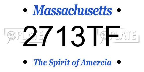 2713TF Massachusetts License Plate