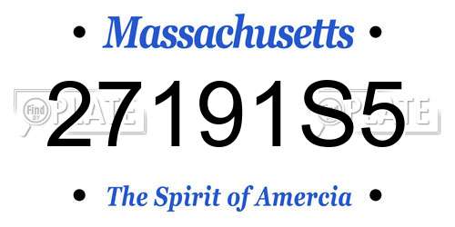 27191S5 Massachusetts License Plate