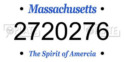 2720276 Massachusetts License Plate