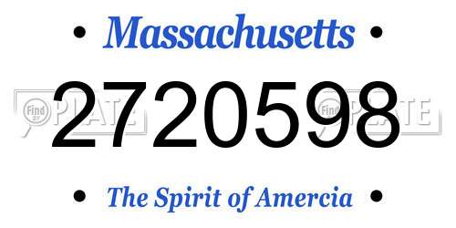 2720598 Massachusetts License Plate