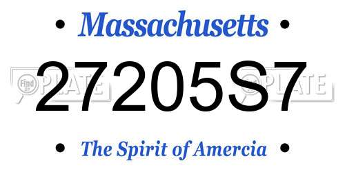 27205S7 Massachusetts License Plate