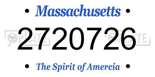 2720726 Massachusetts License Plate