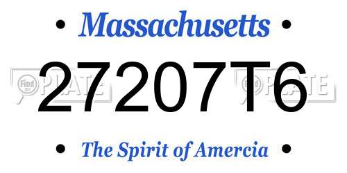 27207T6 Massachusetts License Plate