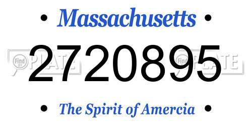 2720895 Massachusetts License Plate