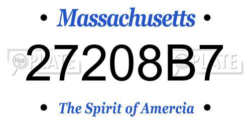 27208B7 Massachusetts License Plate