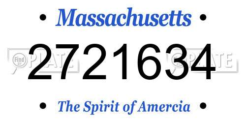 2721634 Massachusetts License Plate