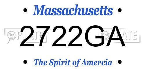 2722GA Massachusetts License Plate