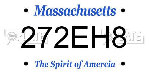 272EH8 Massachusetts License Plate
