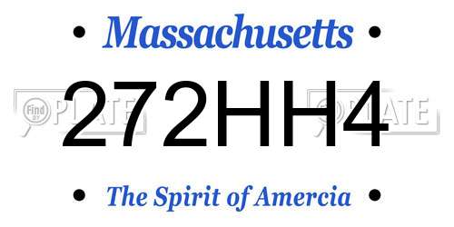 272HH4 Massachusetts License Plate