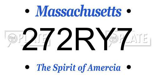 272RY7 Massachusetts License Plate