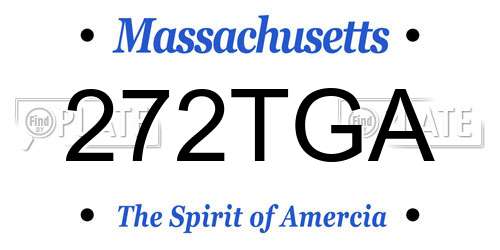 272TGA Massachusetts License Plate