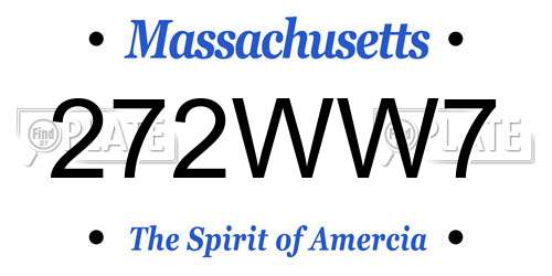 272WW7 Massachusetts License Plate
