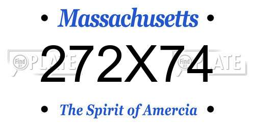 272X74 Massachusetts License Plate