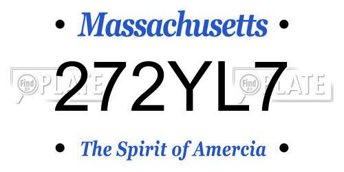 272YL7 Massachusetts License Plate