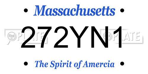272YN1 Massachusetts License Plate