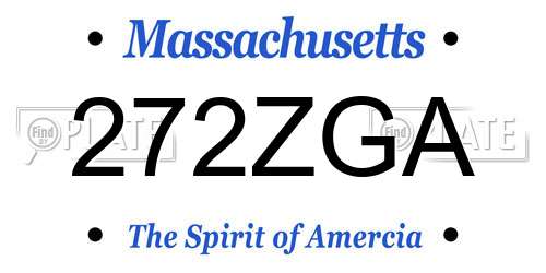 272ZGA Massachusetts License Plate