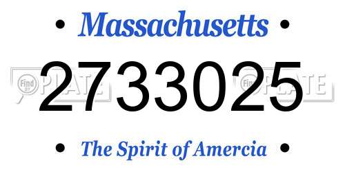 2733025 Massachusetts License Plate