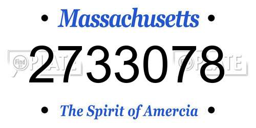2733078 Massachusetts License Plate
