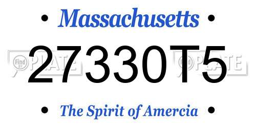 27330T5 Massachusetts License Plate