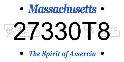 27330T8 Massachusetts License Plate