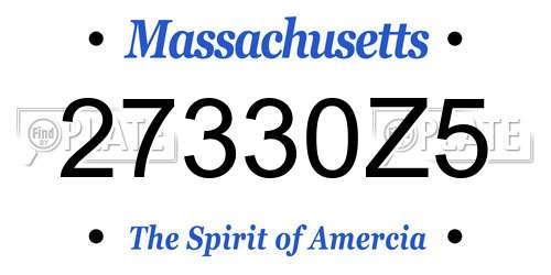 27330Z5 Massachusetts License Plate