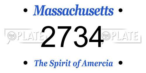 2734 Massachusetts License Plate