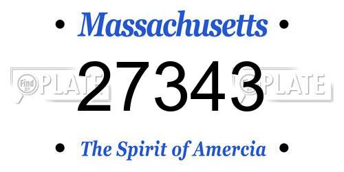 27343 Massachusetts License Plate