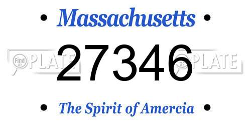 27346 Massachusetts License Plate