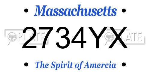 2734YX Massachusetts License Plate