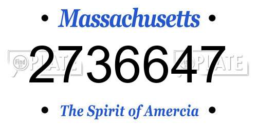 2736647 Massachusetts License Plate