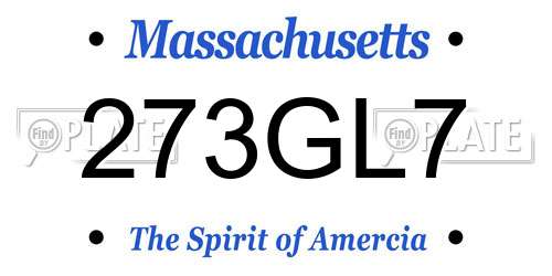 273GL7 Massachusetts License Plate