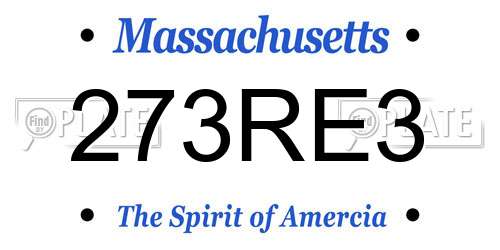 273RE3 Massachusetts License Plate