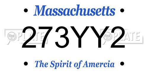 273YY2 Massachusetts License Plate