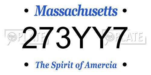 273YY7 Massachusetts License Plate
