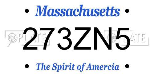 273ZN5 Massachusetts License Plate
