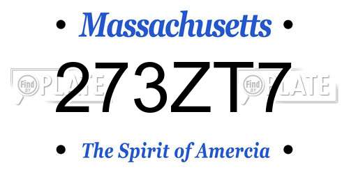 273ZT7 Massachusetts License Plate