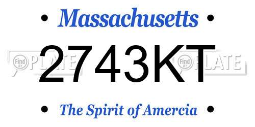 2743KT Massachusetts License Plate