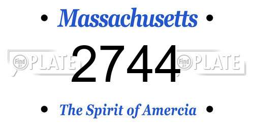 2744 Massachusetts License Plate