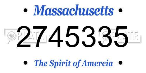 2745335 Massachusetts License Plate