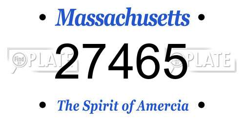27465 Massachusetts License Plate