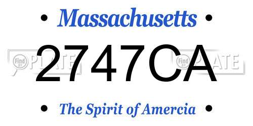 2747CA Massachusetts License Plate