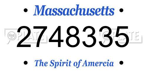 2748335 Massachusetts License Plate