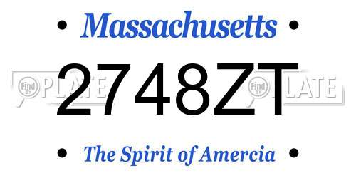 2748ZT Massachusetts License Plate